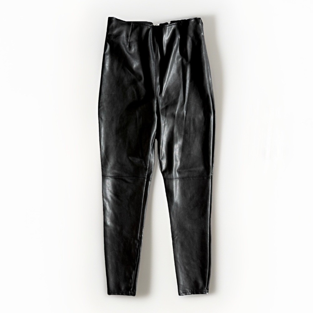 Abercrombie & Fitch Vegan Leather High Rise Pant Black 27x27 M Slim Stretch Edgy